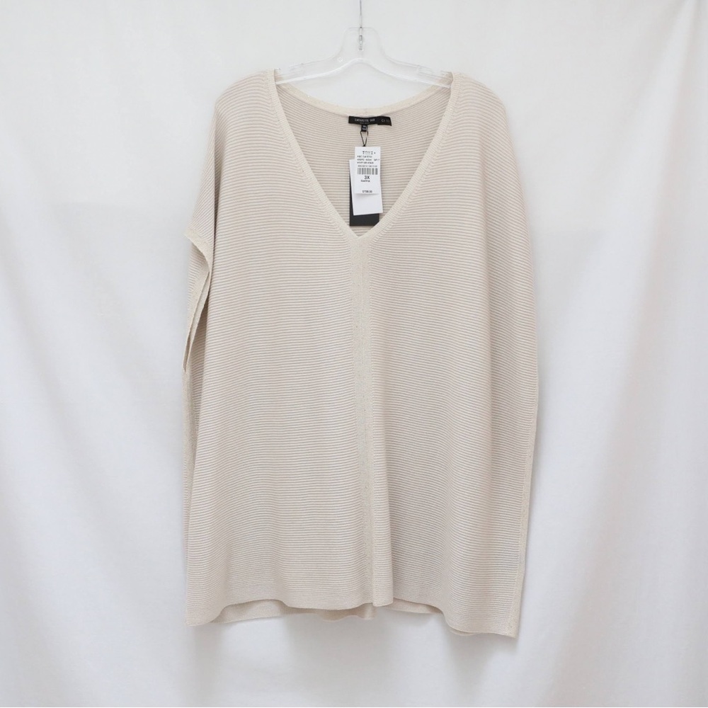 NWT Lafayette 148 Sleeveless Sweater Raffia Pullover textured 3X sequin new plus